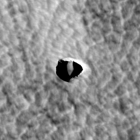 Cueva bajo el suelo marciano