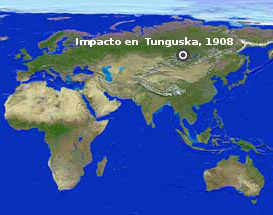 Mapa de la zona del impacto